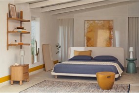 Béžová čalúnená dvojlôžková posteľ 180x200 cm Odum – Kave Home