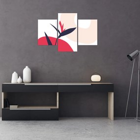 Obraz - Ružová florálna abstrakcia N⁰1 (90x60 cm)