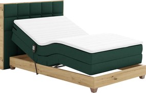 Elektrická polohovacia posteľ, boxspring, zelená/dub artisan, 120x200, TIANA