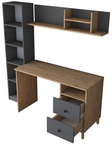 Moderná súprava Darah s písacím stolom, knižnicou a policou orech/antracit
