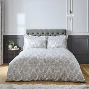 Sivé posteľné obliečky Catherine Lansfield Jacquard, 135 x 200 cm