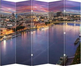 Paraván - Nočné mesto Bratislavy s riekou (210x170 cm)