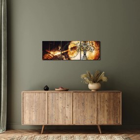 Obraz - Tajomný strom života (s hodinami) (90x30 cm)