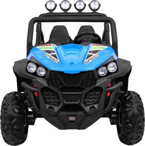 Ramiz Terénna bugina Strong pre deti modrá + pohon 4x4 + diaľkové ovládanie + nosič batožiny + rádio MP3 + LED
