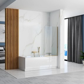 Rea Elegant, vaňová zástena, 1-krídlová, 70 x 140 cm, zlatá-transparentná, REA-W5600