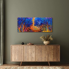 Obraz - jesenné koruny stromov, moderný impresionizmus (120x50 cm)
