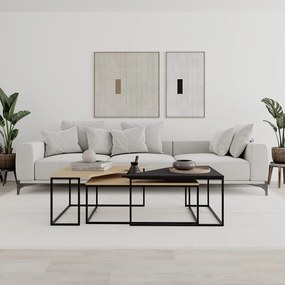 Konferenčné stolíky v súprave 3 ks s doskou v dubovom dekore v prírodnej farbe 70x110 cm Titan – Marckeric