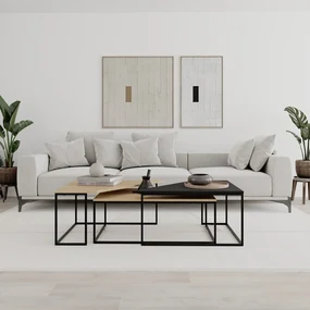 Konferenčné stolíky v súprave 3 ks s doskou v dubovom dekore v prírodnej farbe 70x110 cm Titan – Marckeric