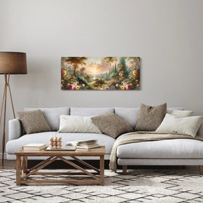 Obraz - Pávy v záhrade (120x50 cm)