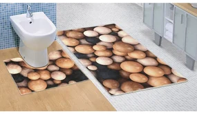 Bellatex Kúpeľňová predložka Drevené gule 3D, 60 x 100 + 60 x 50 cm