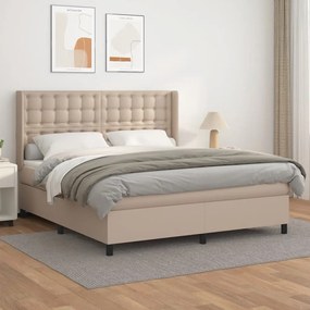 Boxspring posteľ s matracom kapučínová 160x200 cm umelá koža 3132512