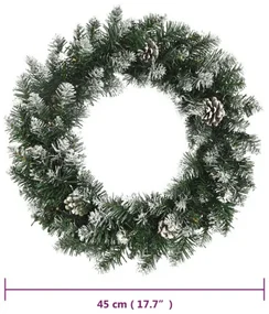 vidaXL Vianočný veniec s LED svetlami zelený 45 cm PVC-