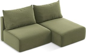 Zelená zamatová rozkladacia/s úložným priestorom rohová pohovka (pravý roh/s leňoškou) Kalena – Makamii