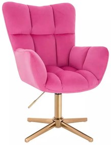 LuxuryForm DESIGN Otočné kreslo AURORA VELUR na zlatom kríži - tmavoružové