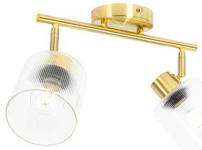 Stropné bodové svetlo zlaté so sklom 2-žiarovkové nastaviteľné - Laura