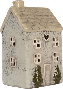 Sivý keramický domček na čajovú sviečku Lamont - 9*8*15 cm
