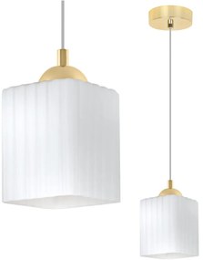 Závesné svietidlo Riffle Square, 1x biele sklenené tienidlo, g