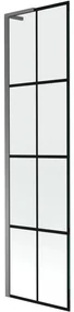 Mexen Next L, 1-krídlová vaňová zástena 50 x 150 cm, 6mm číre sklo-čierny vzor, grafitový profil, 895-050-000-03-77-95
