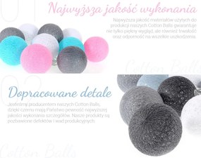 Tutumi Cotton Balls, LED svietiace guličky 200cm 10ks FL-01, tmavo-sivá, BAL-00005
