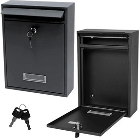 LEAN Poštová schránka, pozinkovaná oceľ 32x21,5x8,5cm - čierna