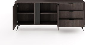 Komoda Edrin 195 cm so zásuvkami - dub dunin / čierna