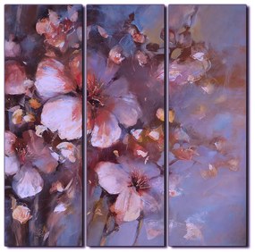 Obraz na plátne - Kvet mandlí, reprodukcia ručnej maľby - štvorec 3273FB (75x75 cm)
