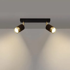 Sollux SL.1070 - Bodové svietidlo NERO 2xGU10/40W/230V čierna/zlatá