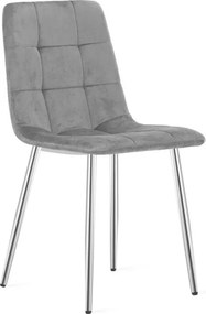 Jedálenská stolička KARA zamatová, svetlosivá / strieborné nohy