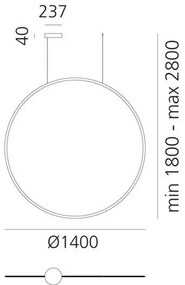 Artemide 1994030APP - LED St. luster na lanku DISCOVERY LED/80W/230V 3000K čierna