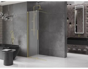 Mexen Velar, sprchová zástena s posuvnými dverami Walk-in 110 x 200 cm, 8mm sklo námraza, zlatá matná, 871-110-000-33-55