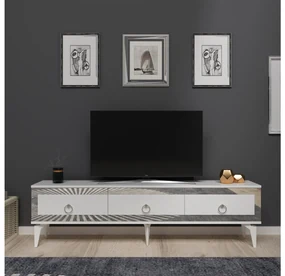 TV stolík/skrinka Muvuta 2 (biela + strieborná) . Vlastná spoľahlivá doprava až k Vám domov. 1095414