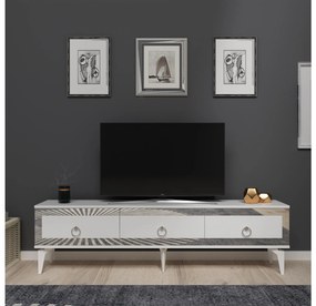 TV stolík/skrinka Muvuta 2 (biela + strieborná) . Vlastná spoľahlivá doprava až k Vám domov. 1095414