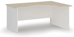 Ergonomický kancelársky písací stôl PRIMO WHITE, 160x120 cm, pravý, biela/breza