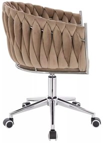 LuxuryForm DESIGN Stolička NORDEN VELUR na striebornej podstave s kolieskami - latte