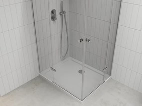 Mexen Roma Duo, sprchovací kút 80 (dvere) x 70 (dvere) cm, 6mm číre sklo, chrómový profil + slim sprchová vanička 5cm biela + chrómový sifón, 854-080-070-01-02-4010