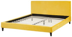 Zamatová posteľ 180 x 200 cm žltá FITOU Beliani
