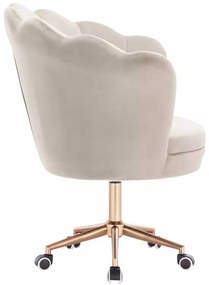 LuxuryForm DESIGN Kreslo FREY VELUR na zlatej podstave s kolieskami - latte