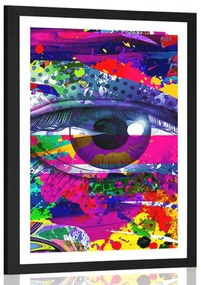 Plagát s paspartou ľudské oko v pop-art štýle - 20x30 black