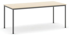 Stôl jedálenský, 1800 x 800 mm, tmavo sivá podnož, breza