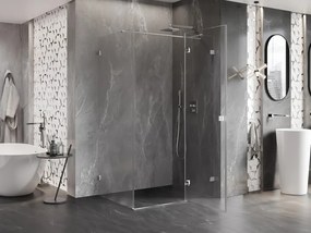 Mexen Lunar T, pravostranný výklopný sprchový kút 75 x 90 cm, číre sklo, chrómový profil, 834T-075-090-01-00-P