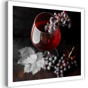 Obraz na plátně Hrozny Červené víno - 50x50 cm