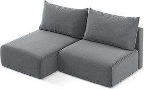 Sivá zamatová rozkladacia/s úložným priestorom rohová pohovka (ľavý roh/s leňoškou) Kalena – Makamii