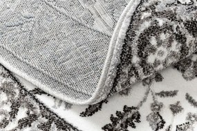 Koberec MATEO 8037/644 ramka, kvety - štrukturálny sivý kruh