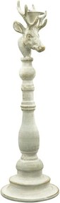 Šedý antik kovový svietnik ArtFerro s jeleňom - 13,5*13,5*43cm