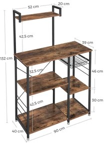 Policový regál do kuchyne MARGE hnedý/čierny