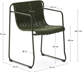 Zelená kovová záhradná stolička Maurina – Kave Home