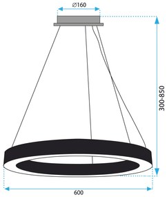Toolight Toolight, LED stropné svietidlo 60cm, 27W, APP1282-1CP, čierna, OSW-00940