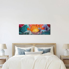 Obraz - Mozaika vĺn (s hodinami) (90x30 cm)