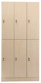 Drevená šatníková skrinka Visio - 6 boxov, 90 x 45 x 185 cm, cylindrický zámok, javor