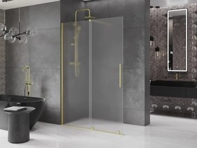 Mexen Velar, sprchová zástena s posuvnými dverami Walk-in 140 x 200 cm, 8mm sklo námraza, zlatá matná, 871-140-000-33-55